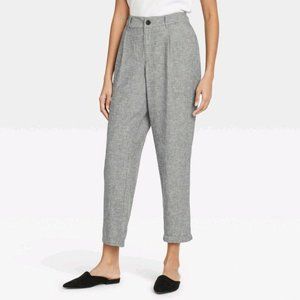 A New Day Gray Linen Blend High-Rise Straight Leg Ankle